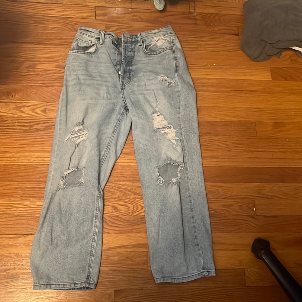 High waist straight leg size 10 Wild fable distressed jeans